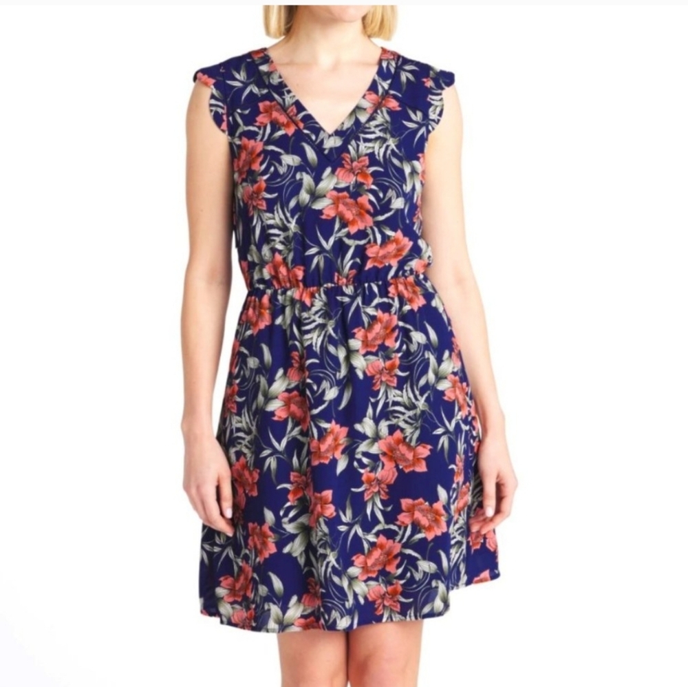 41 Hawthorne Midnight Floral Scallop Mini Dress Size Small